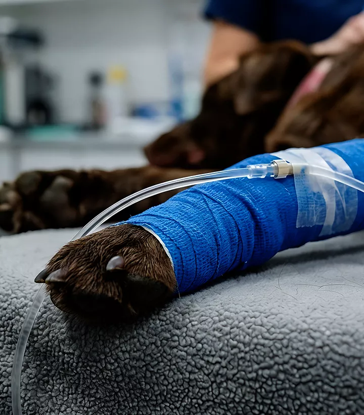 vet preparing dog for a surgery